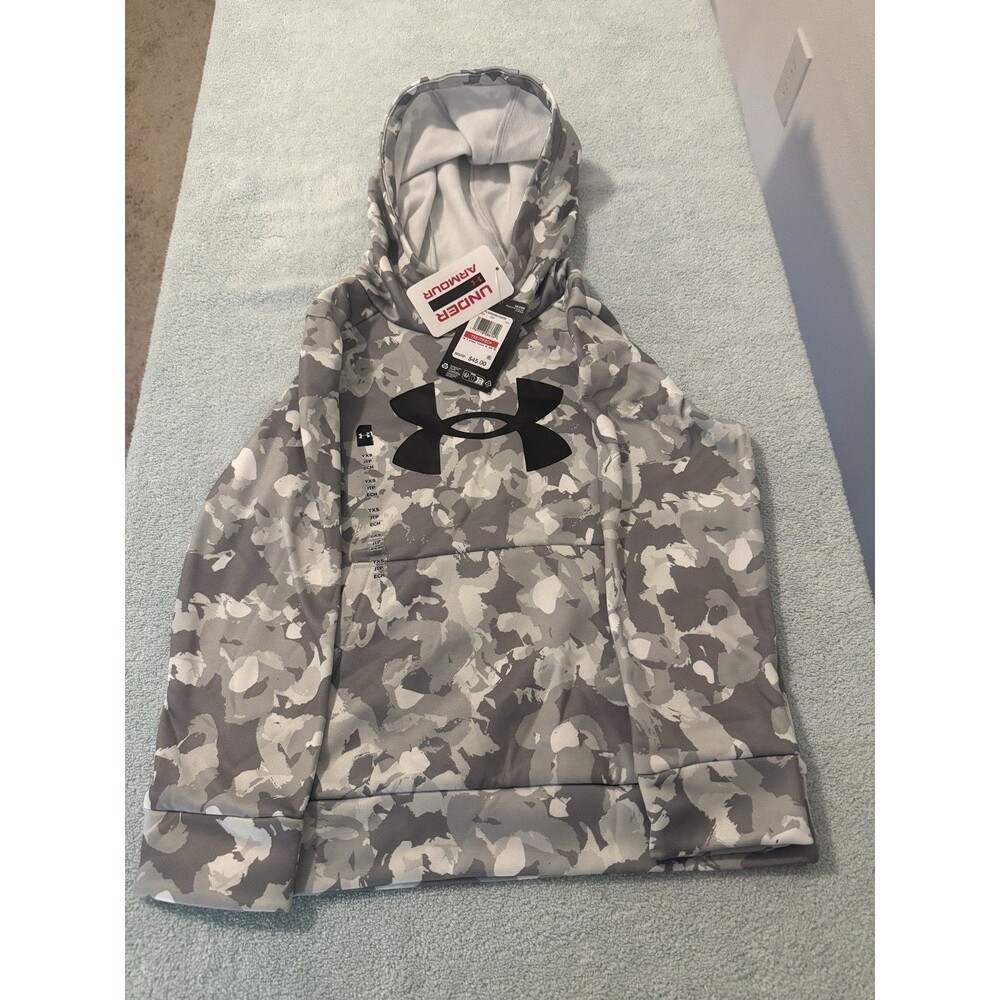 Under Armour Boys Fleece Big Logo Printed Camo Hoodie Youth XS MSRP $45 NWT